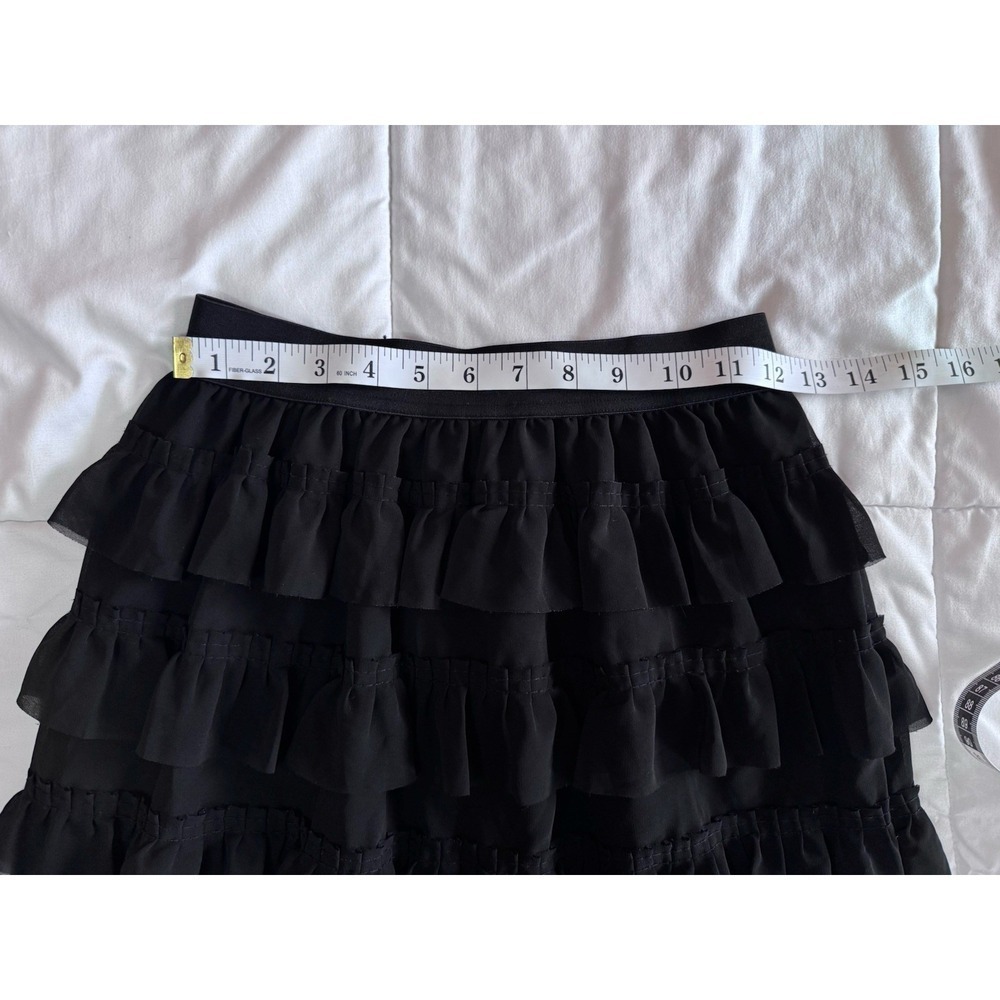 BYSI Women's Skirt Pencil Ruffle Black Size 6 Elastic Waist, Lined With Shorts - Picture 3 of 7